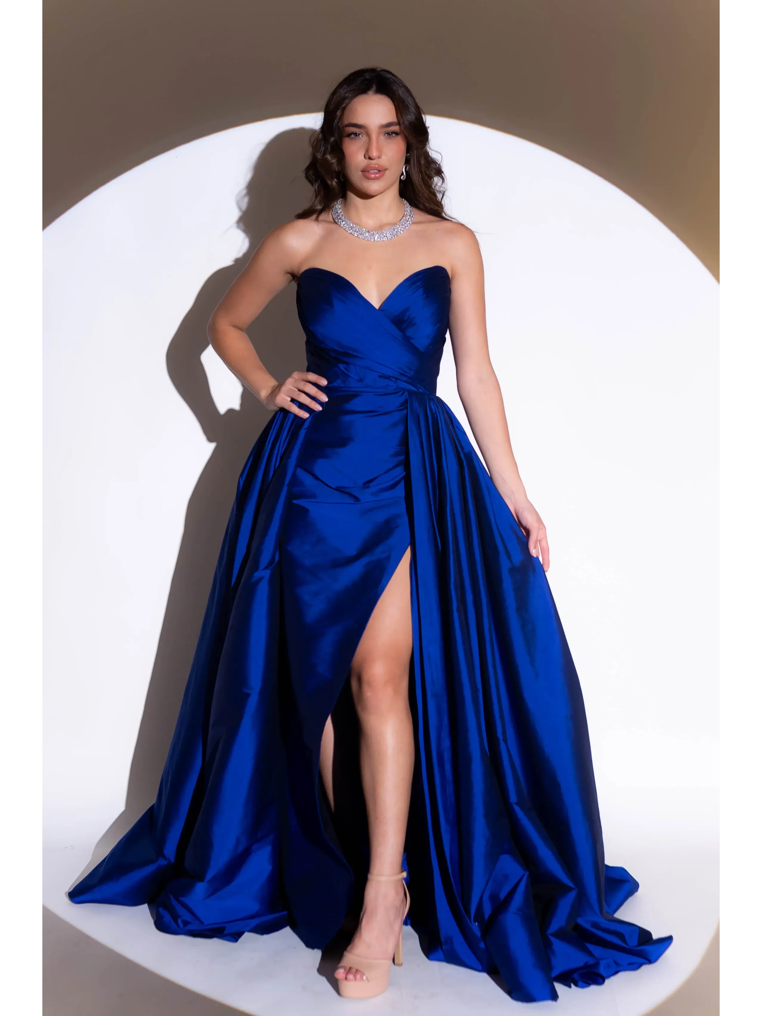 longo azul royal nula manga bufante fenda lateral ASD936.3.webp