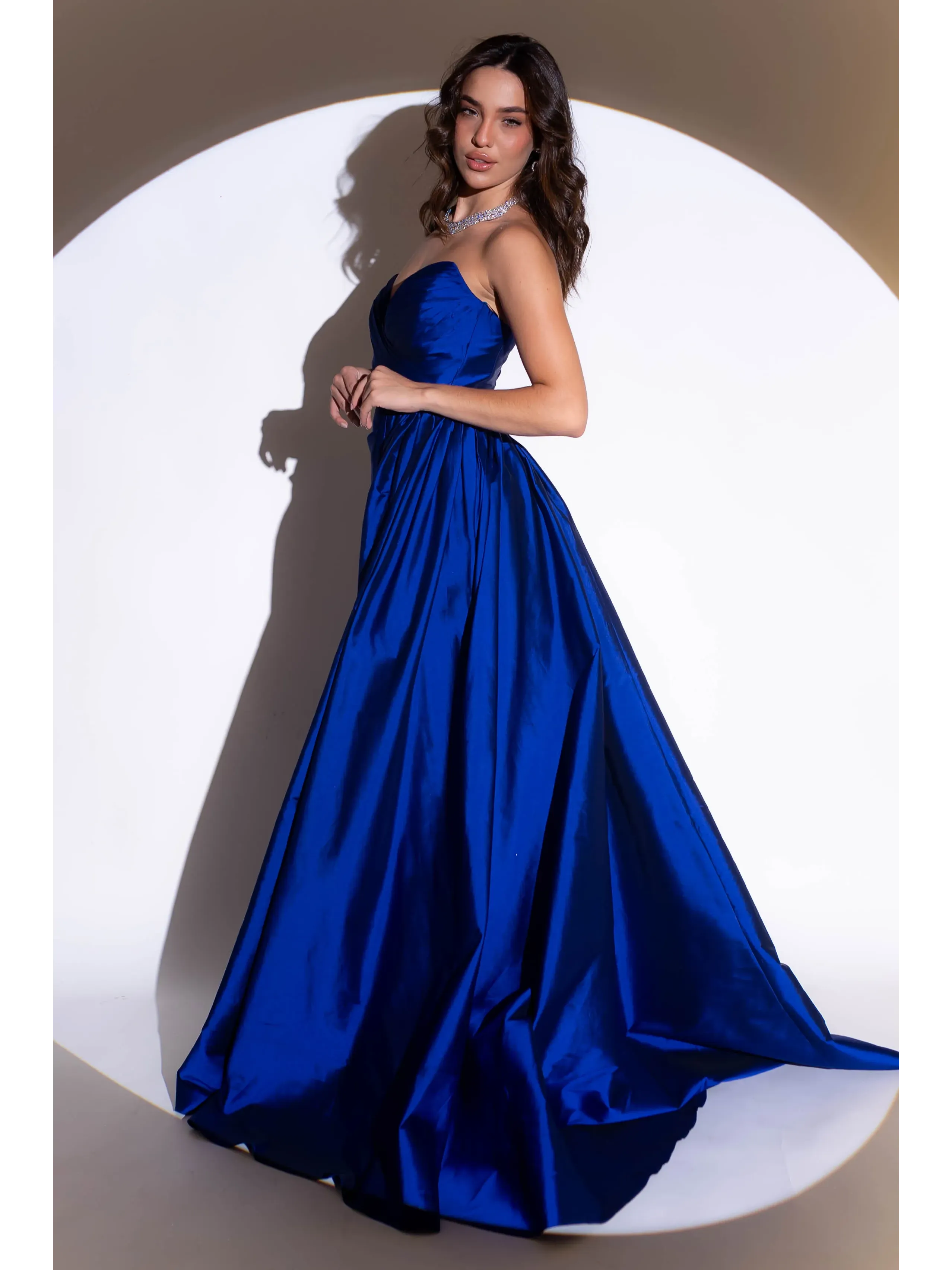 longo azul royal nula manga bufante fenda lateral ASD936.webp