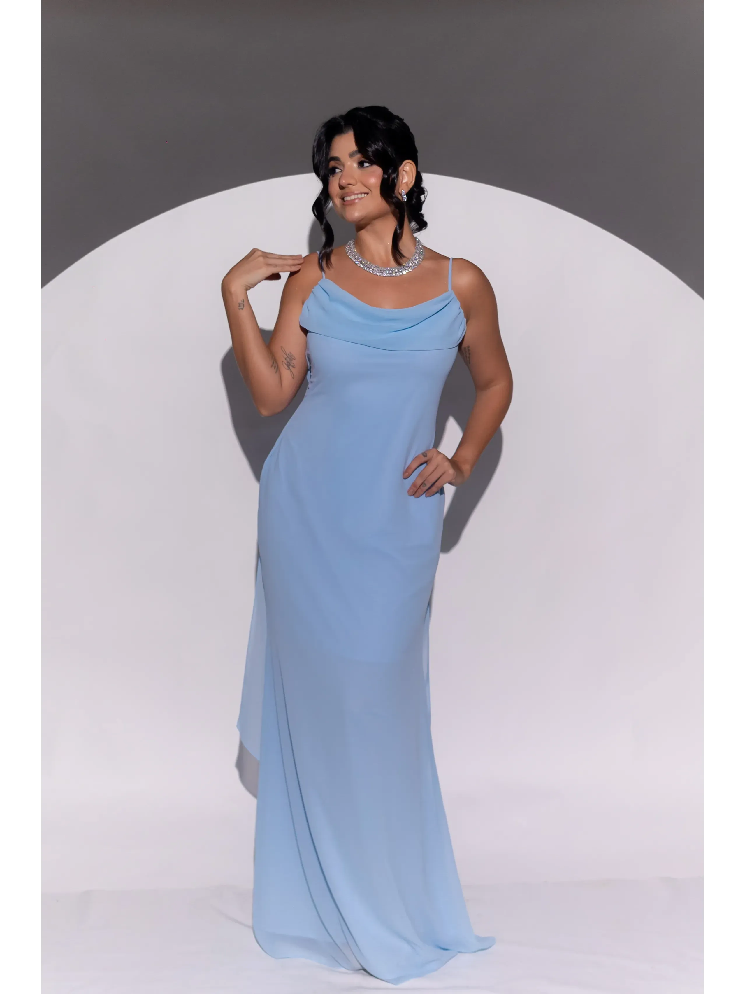 Longo azul serenity alça fina degage ASD1028.webp